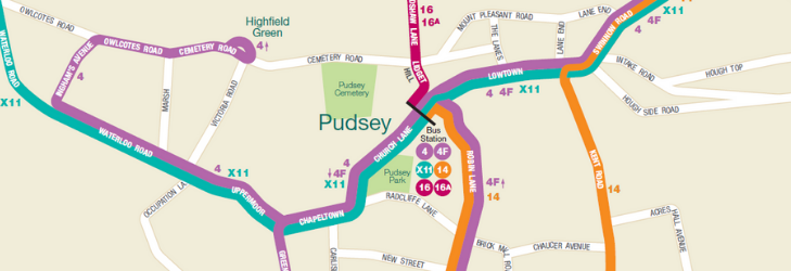 Network Maps Leeds First Bus   Pudsey Map 